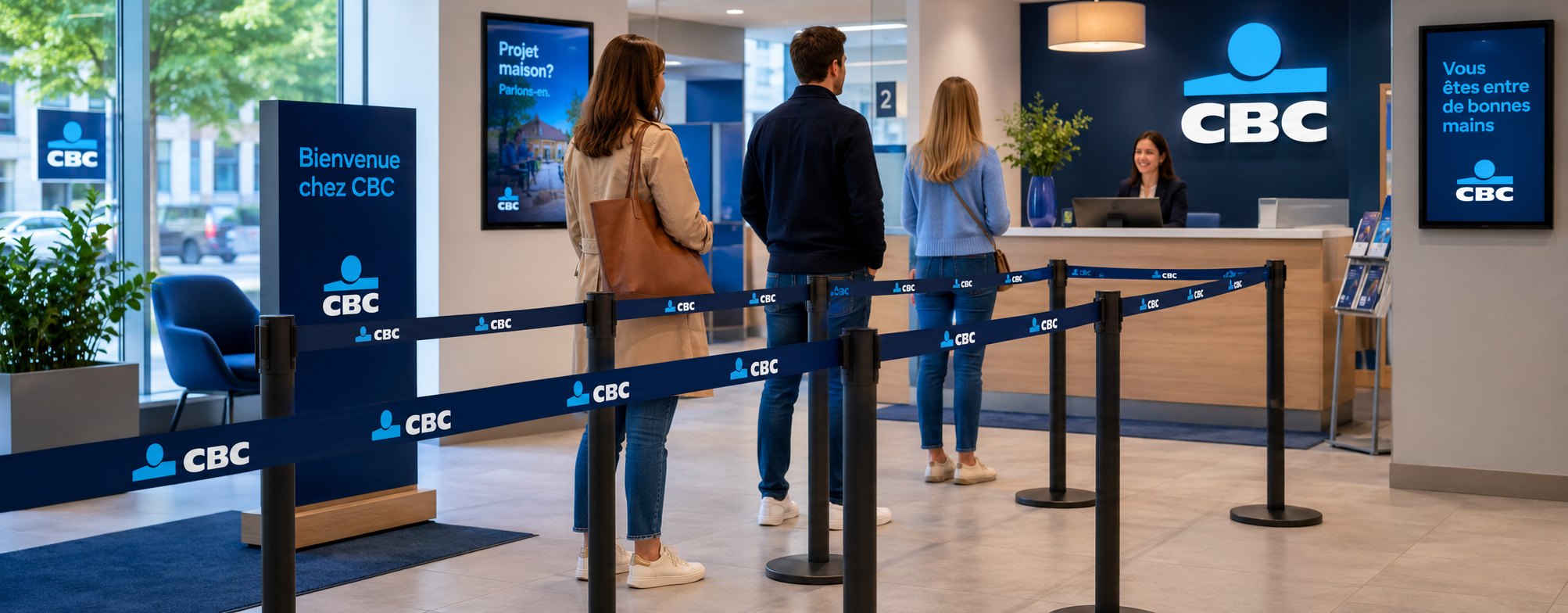 Poteau à sangle personnalisée pour banques : confidentialité et image